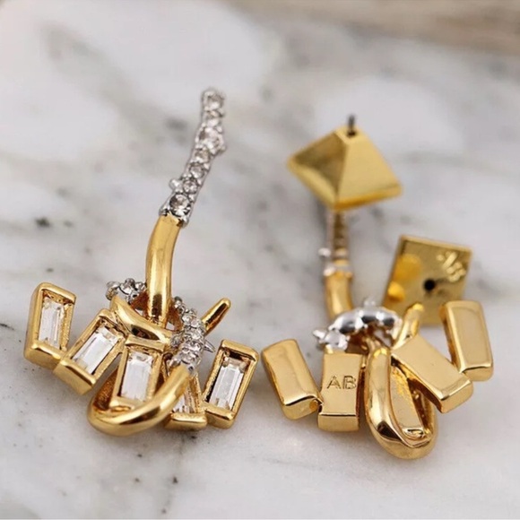 ALEXIS BITTAR • Gold Crystal Encrusted Stone Cluster Drop Earrings - Picture 6 of 8